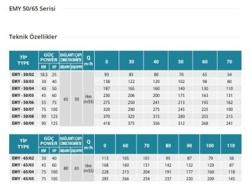 Empo  EMY-65/03       60 Hp  380V   Yatay Milli Çok Kademeli Santrifüj Pompa (3000 dev./dak.)