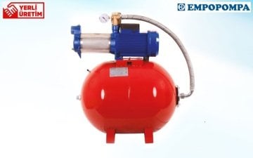 Empo EMH-M/T 90/4    2Hp 220V   80 Litre Yatık Tanklı Yatay Milli Çok Kademeli Paket Hidrofor