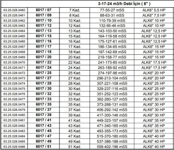 Alarko 6017/49  40Hp  6'' Paslanmaz Çelik Derin Kuyu Tek Dalgıç Pompa (Tek Pompa-Pompa Kademesi) ALK-KPS Serisi