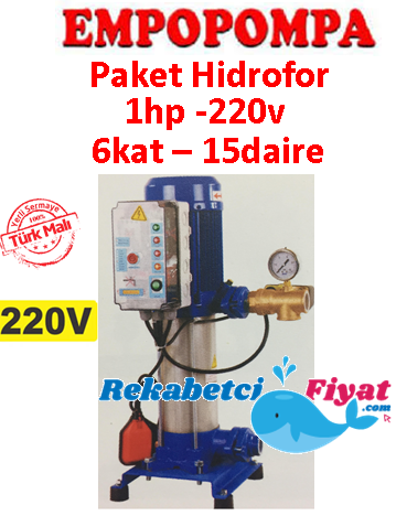 EMPO EMH 80X1/8 M 1HP 220V  Tek Pompalı Paket Hidrofor 6kat-15daire