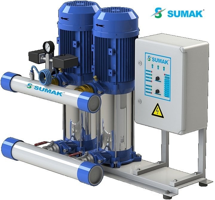 Sumak  SHM6B 150/8  2X1.1 kW  220V  Çift Pompalı Düşey Milli Kademeli Hidrofor