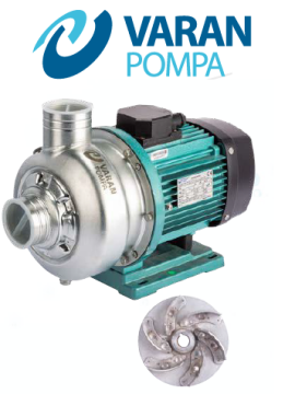 Varan Pompa Dwk037T 0.5Hp 380v (AISI 316) Açık Fanlı Komple Paslanmaz Çelik Santrifüj Pompa