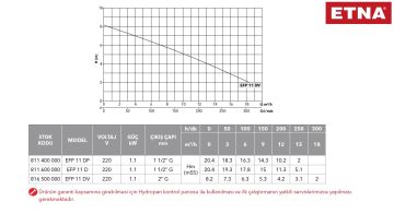 Etna EFP 11DV  1.1kW 220V Döküm Gövdeli Vorteks Çarklı Foseptik Drenaj Dalgıç Pompa