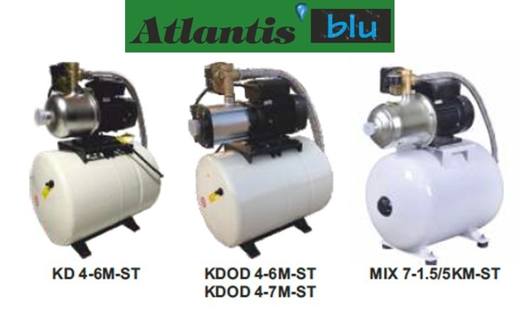 Atlantis  KDOD 4-7M-ST      1,6Hp 220V  Hazır Paket Hidrofor ( 50 Litre Değişebilir Membranlı Tanklı)