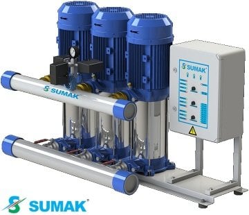 Sumak  SHT16C 550/4  3X4 kW  380V  Üç Pompalı Düşey Milli Kademeli Hidrofor