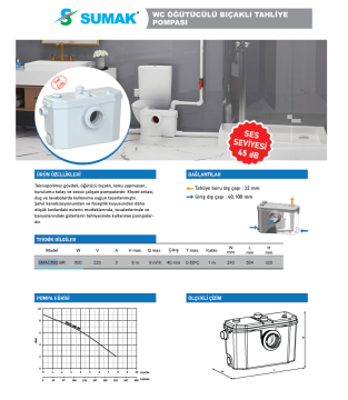 Sumak SMAC600 BR WC Öğütücü Pompa 600W
