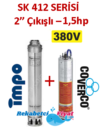 SK 412-05 1.5HP 380V 2'' Çıkışlı Sondaj Dalgıç Pompa İmpo Pompa - Coverco Motor