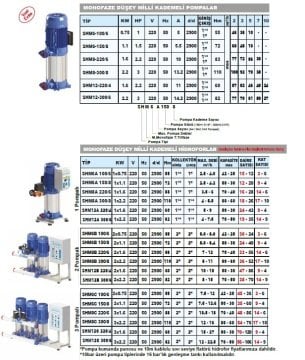 Sumak  SHT24B 550/4  2X4 kW  380V  Çift Pompalı Düşey Milli Kademeli Hidrofor