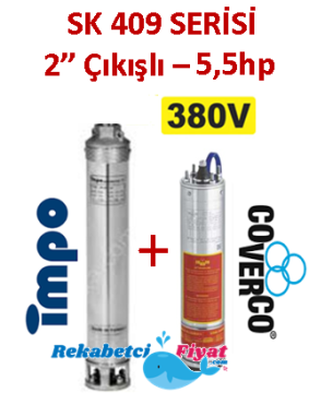 SK 409-22 5.5HP 380V 2'' Çıkışlı Sondaj Dalgıç Pompa İmpo Pompa - Coverco Motor