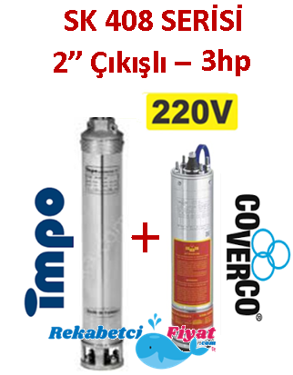 SK 408-14 3HP 220V 2'' Çıkışlı Sondaj Dalgıç Pompa İmpo Pompa - Coverco Motor