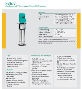 Wilo Helix  V 411-1/16/E/S   2Hp 380V  Dik Milli Çok Kademeli Yüksek Verimli Komple Paslanmaz Santrifüj Pompa