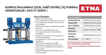 Etna 3KO-ST16/5-55  3x7.5Hp 380V Üç Pompalı Komple Paslanmaz Çelik Dik Milli Sabit Devirli Hidrofor (Aisi 304)