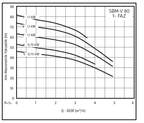 Standart SBT-V 80/5 (1 HP) 0.75 kW Sessiz Dik Milli Kademeli Pompa
