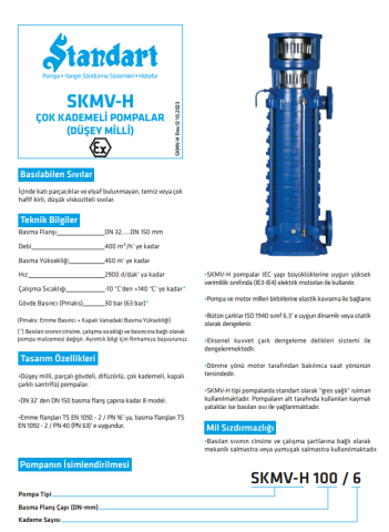 Standart SKM-V 50/3 Bronz Fanlı Döküm Kademeli Pompa (18.5 kW - 25 HP)