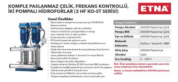 Etna 2HF KO-ST5/6-11  2x1.5Hp 380V Çift Pompalı Komple Paslanmaz Çelik Dik Milli Değişken Devirli / Frekans Kontrollü Çok Kademeli Sessiz Hidrofor (Aisi 304)
