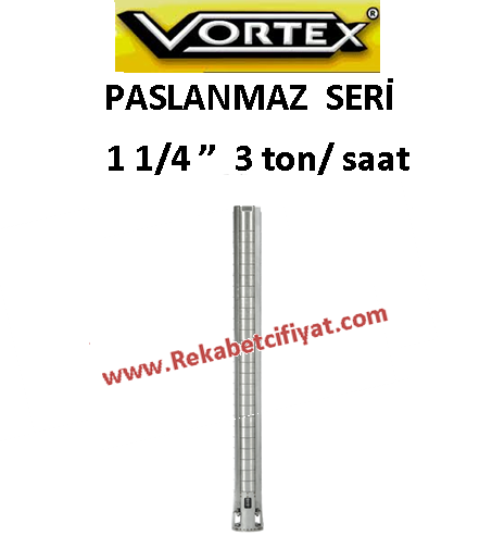 VORTEX  4 ÇLK 3A-39 4HP 1 1/4\'\' Çıkışlı 4\'\' Paslanmaz Çelik Fanlı Dalgıç Pompa